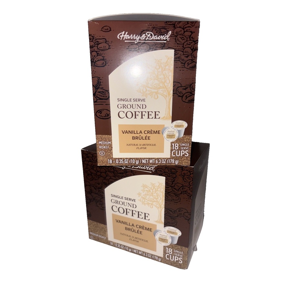 2-Pack Harry & David VANILLA CREME BRULEE 100% ARABICA SINGLE SERVE 18 ct K-cups